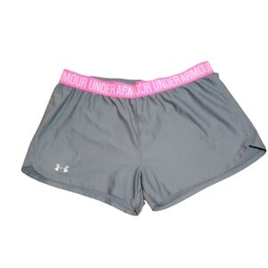 Under Armour Women's Gray Shorts with Pink Waistband